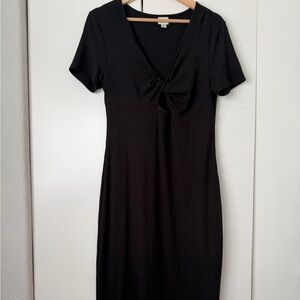 a new day Black Midi Dress with Knot Detail